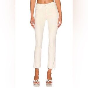 MOTHER Mid rise Dazzler Crop Fray in Cream Puffs
